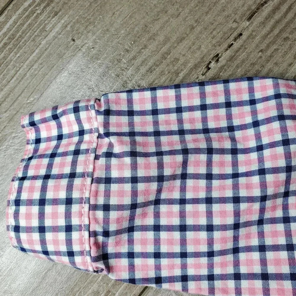 Carter's Baby Boy Size 9m Pink and Blue Plaid 100% Cotton Button Down Shirt